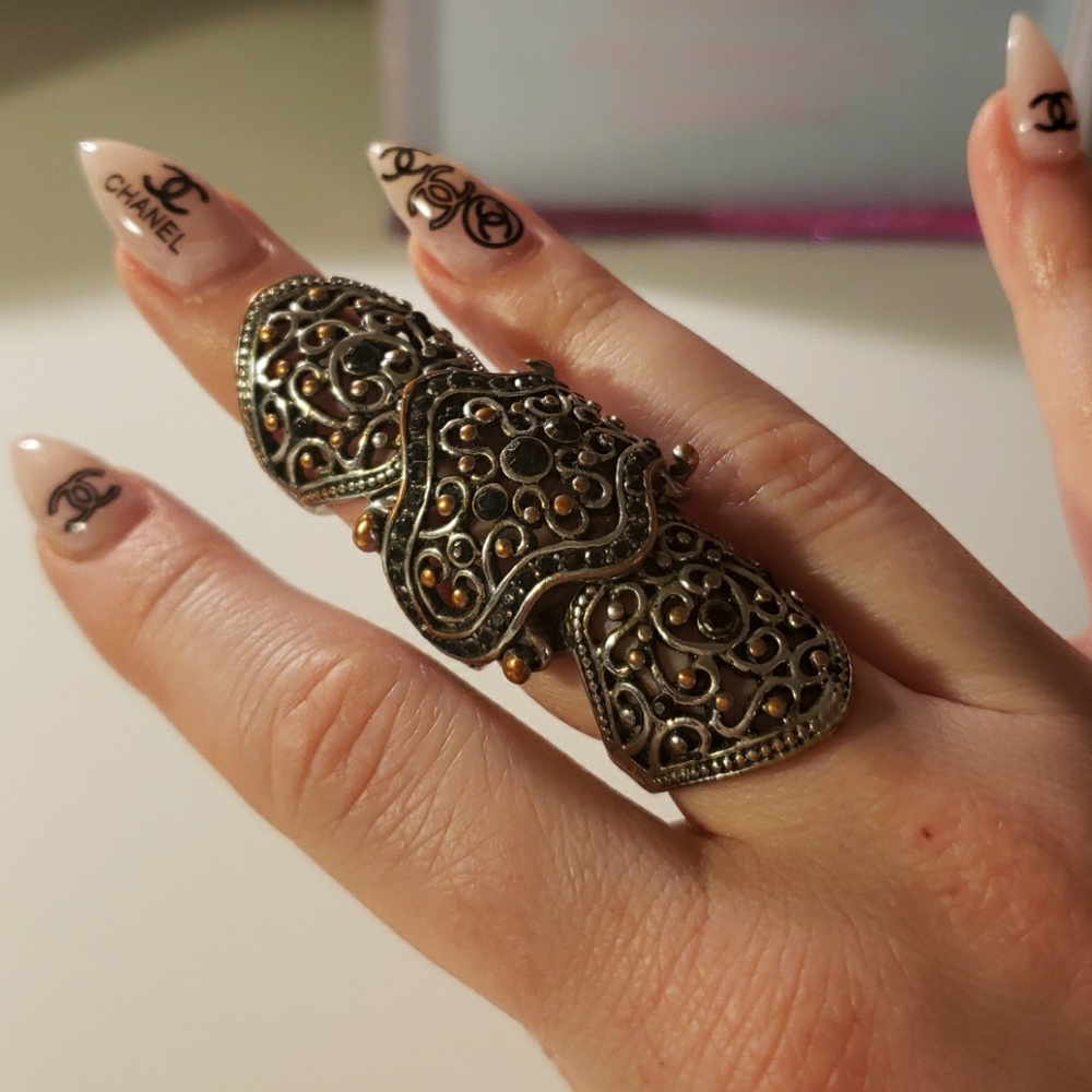 Gold rustic armoured ring
